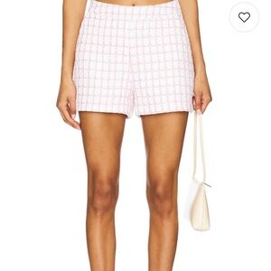 Maude Club Medium  Pink Check Tweed Bermuda Shorts Medium